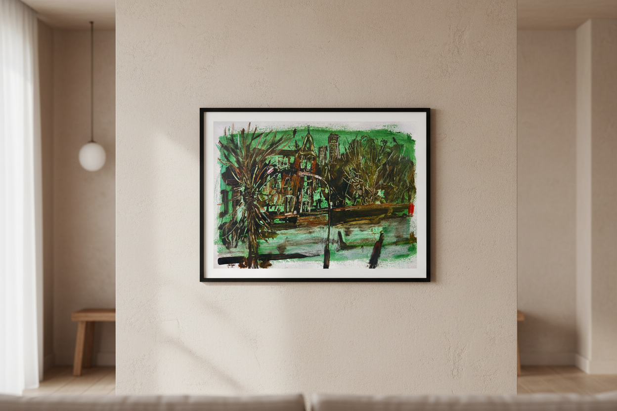 Green Street art print framed on a gallery wall