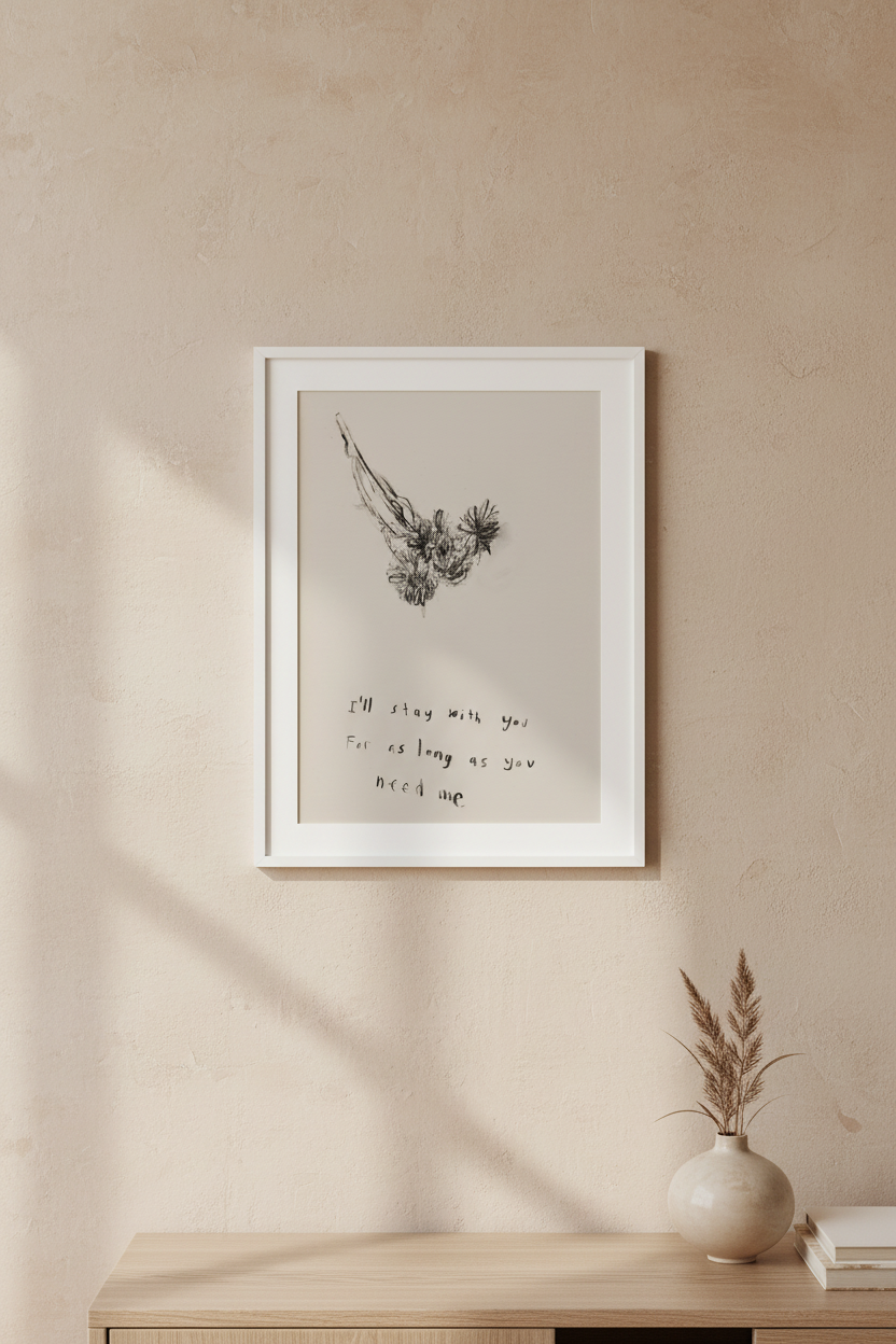 I Will Stay With You art print framed on a gallery wall